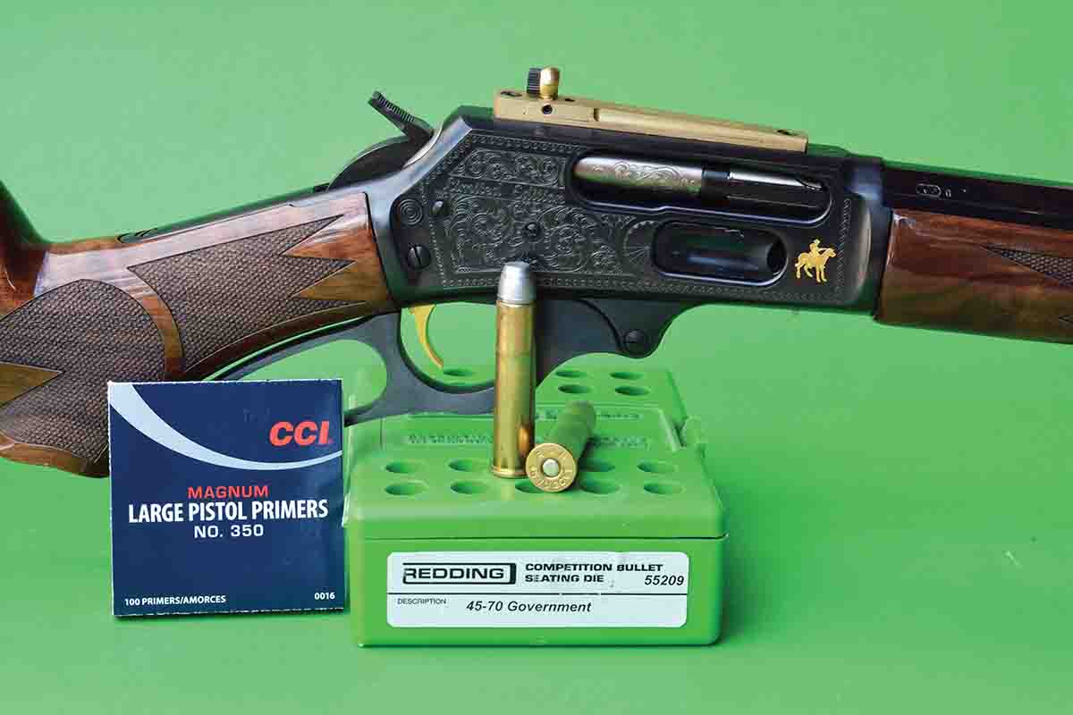 Large pistol magnum primers, such as the CCI 350, can give excellent results in the .45-70 Government when used in conjunction with single-based extruded powders.